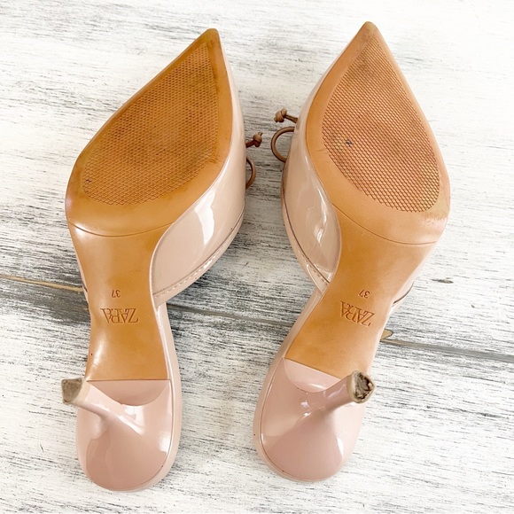 Zara Pointed-Toe Heels with bow detail size 37 6.5US - Picture 4 of 7